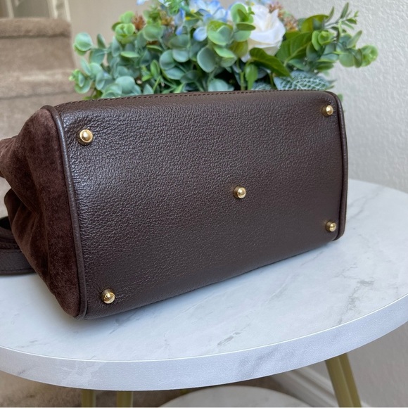 Gucci Bamboo Brown Suede Handbag/Crossbody Bag - Picture 4 of 16